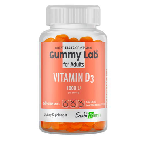SUDAVİTAMİN Vitamin D3 Yetişkinlere Mandalin Aromali 60 Gummies
