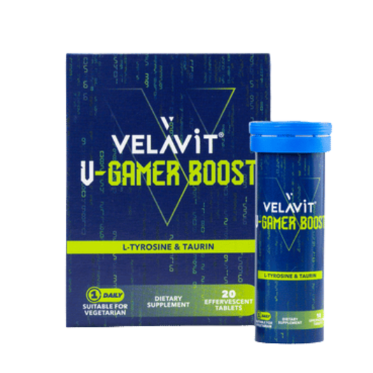 VELAVİT V-Gamer Boost L-Tyrosine & Taurin 20 Efervesan Tablet