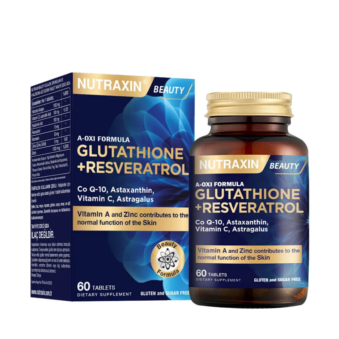 NUTRAXIN Beauty A-Oxi Formula Glutathione + Resveratrol 60 Tablet zel Beslenme NUTRAXIN Beauty A-Oxi Formula Glutathione + Resveratrol 60 Tablet zel Beslenme