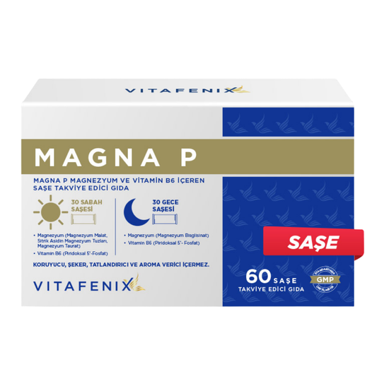 VİTAFENİX Magna P Magnezyum ve Vitamin B6 İçeren Saşe Takviye Edici Gıda 60 Saşe