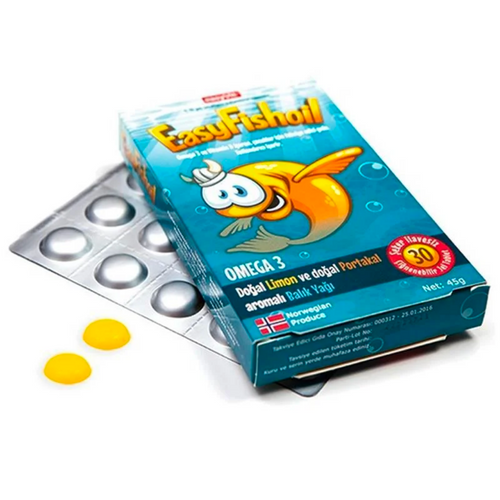 EASYFISHOIL Çocuk Portakal Aromalı 30 Çiğneme Tablet