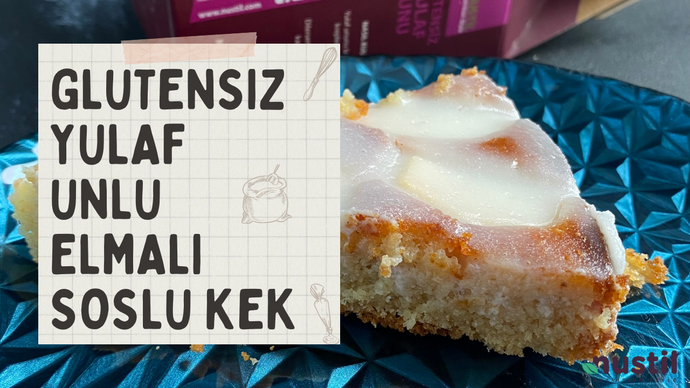 Glutensiz Yulaf Unlu Elmalı Soslu Kek