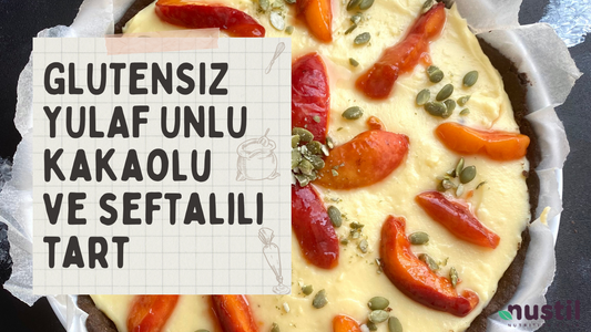 Glutensiz Yulaf Unlu Kakaolu Şeftalili Tart