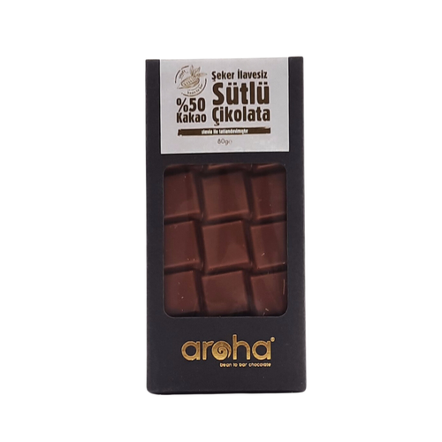 AROHA Stevia ile Tatlandırılmış %50 Sütlü Çikolata 80g