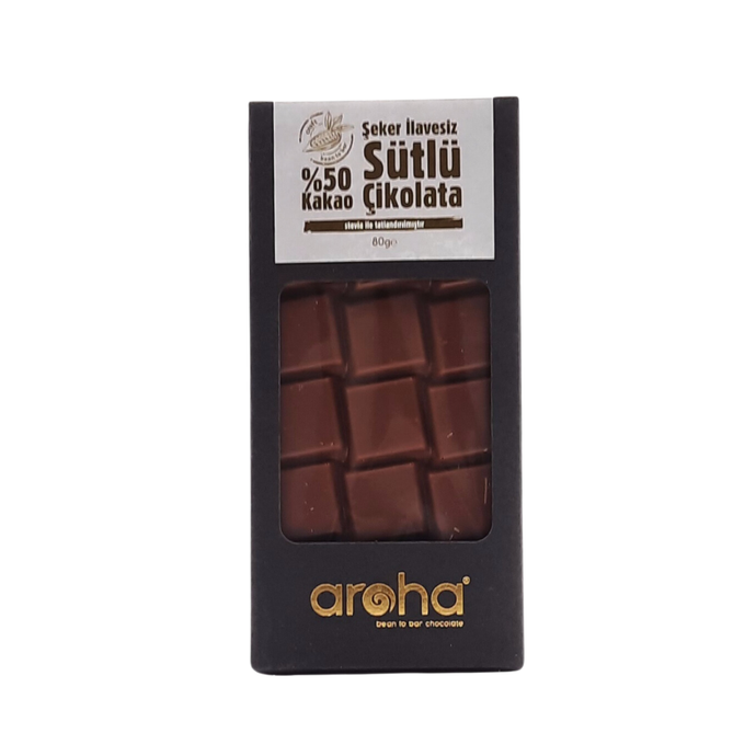 AROHA Stevia ile Tatlandırılmış %50 Sütlü Çikolata 80g