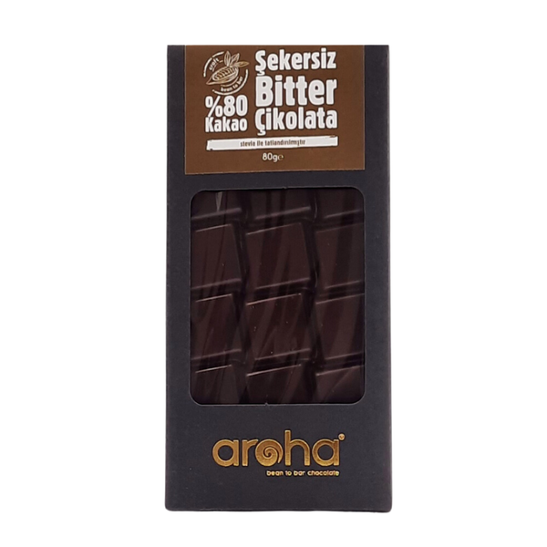 AROHA %80 Bitter Stevialı Çikolata 80g