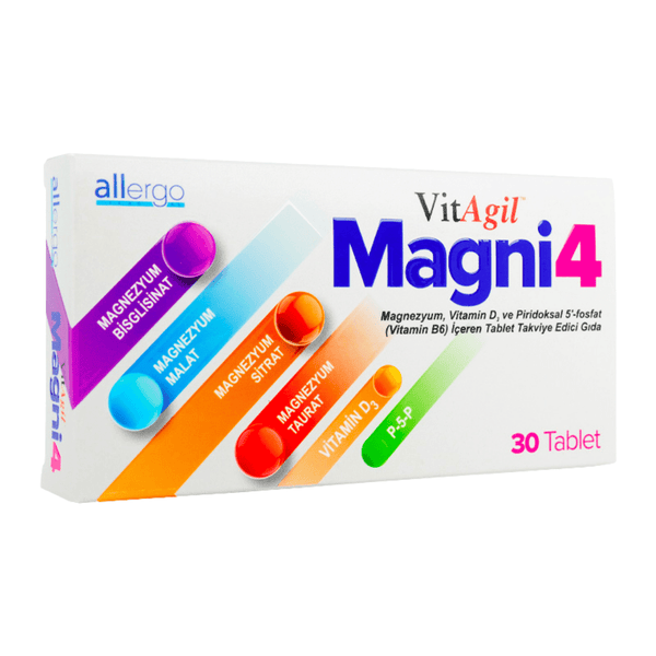 ALLERGO Vitagil Magni4 Magnezyum Vitamin D3 P5P 30 Tablet