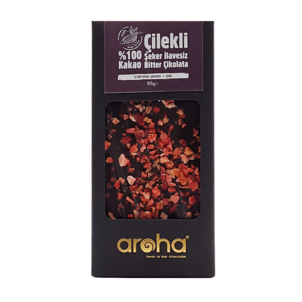 AROHA Çilekli Şekersiz Bitter Çikolata 85g