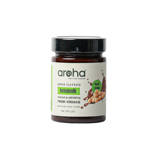 AROHA Şekersiz, Kakaolu & Eritritollü, Ketojenik Fındık Kreması 320g