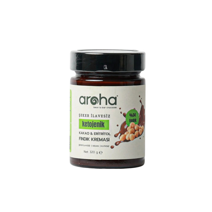AROHA Şekersiz, Kakaolu & Eritritollü, Ketojenik Fındık Kreması 320g