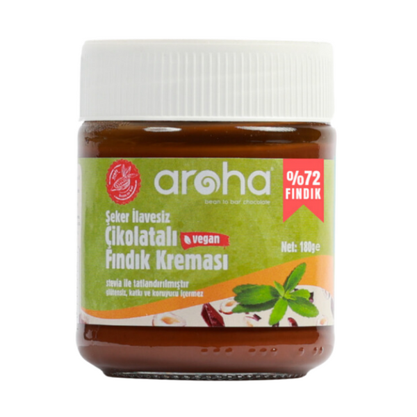 AROHA Stevialı Şekersiz Çikolatalı Fındık Kreması 180g