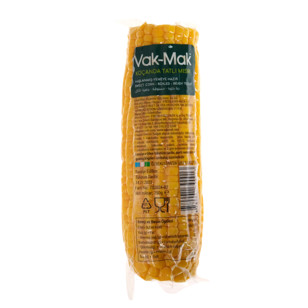 VAK-MAK Koçanda Mısır Haşlanmış Yemeye Hazır 250g