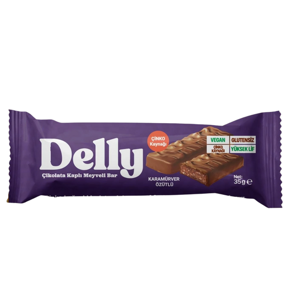 DELLY Çikolata Kaplı Karamürverli Bar 35g