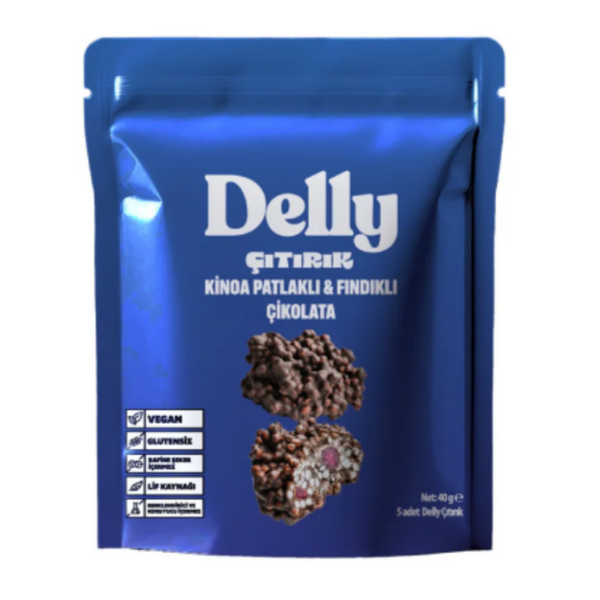 DELLY Çıtırık Kinoa Patlaklı & Fındıklı Çikolata 40g
