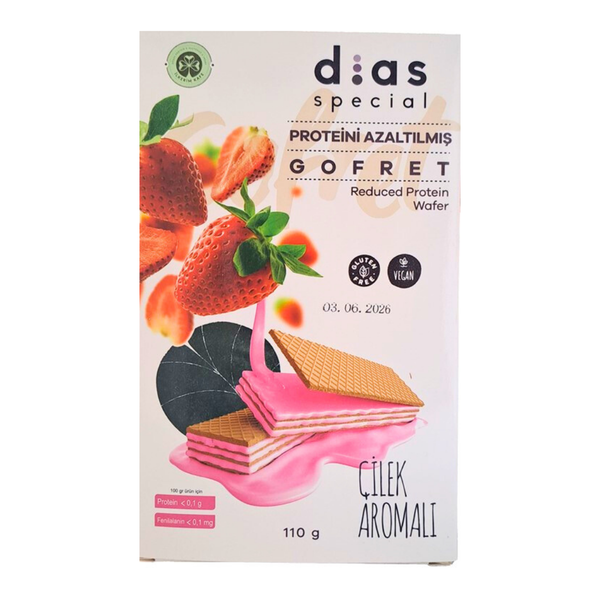 DİAS SPECİAL Düşük Proteinli Çilekli Gofret 110g