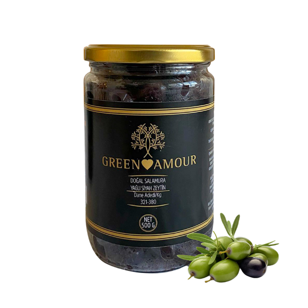 GREEN AMOUR Doğal Salamura Siyah Zeytin 500g