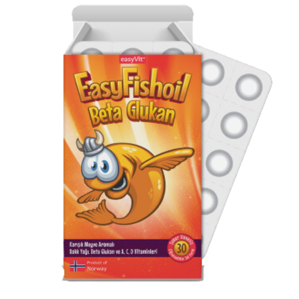 EASYFISHOIL Beta Glukan (Beta Glukan + A, C, D Vitaminleri + Balık Yağı) 30 Çiğnenebilir Jel Form