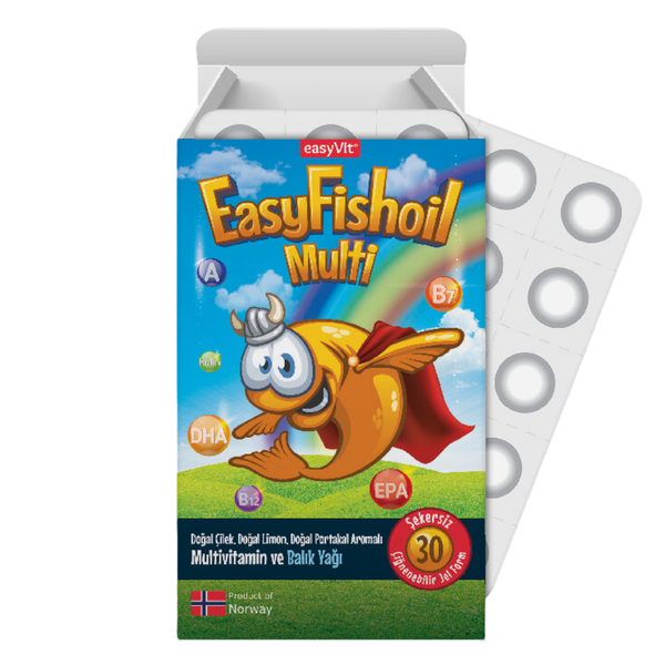 EASYFISHOIL Multi (Multivitamin + Balık Yağı) 30 Çiğnenebilir Jel Form