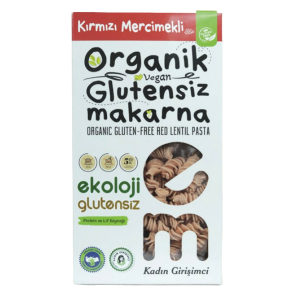 EKOLOJİ MARKET Organik Glutensiz Kırmızı Mercimekli Burgu Makarna 200g
