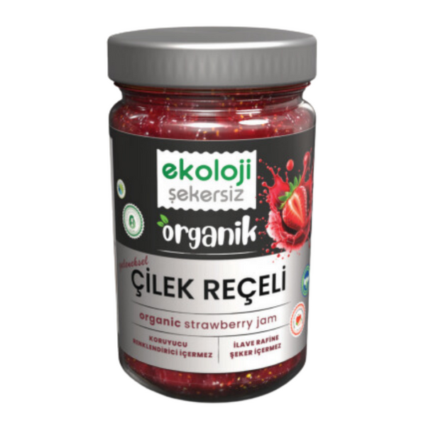 EKOLOJİ MARKET Organik Şekersiz Çilek Reçeli 380g