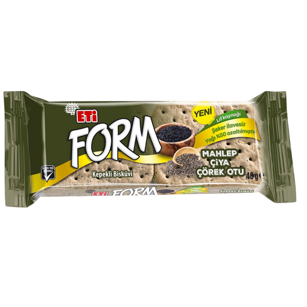 ETİ Form Mahlepli, Çiyalı ve Çörek Otlu Kepekli Bisküvi 40g