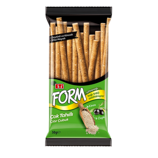 ETİ Form Zeytinli Kinoalı ve Kekikli Çok Tahıllı Çıtır Çubuk Kraker 50 g