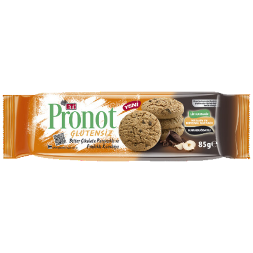 ETİ Pronot Glutensiz Bitter Çikolata Parçacıklı ve Fındıklı Kurabiye 85 g
