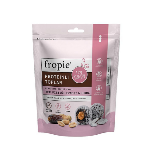 FROPİE Vegan Proteinli Meyve Topları - Hindistan Cevizi Kaplı & Yer Fıstığı Ezmeli 80g