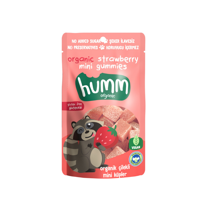 HUMM Organik Vegan Çilekli Mini Küpler 30g