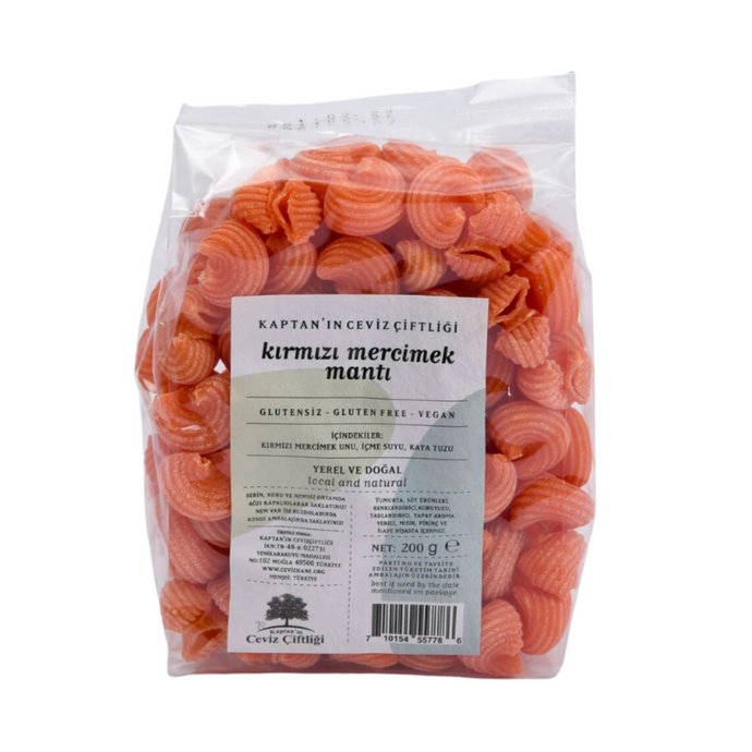 KAPTAN'IN CEVİZ ÇİFTLİĞİ Kırmızı Mercimek Mantı Pipe Rigate 200g
