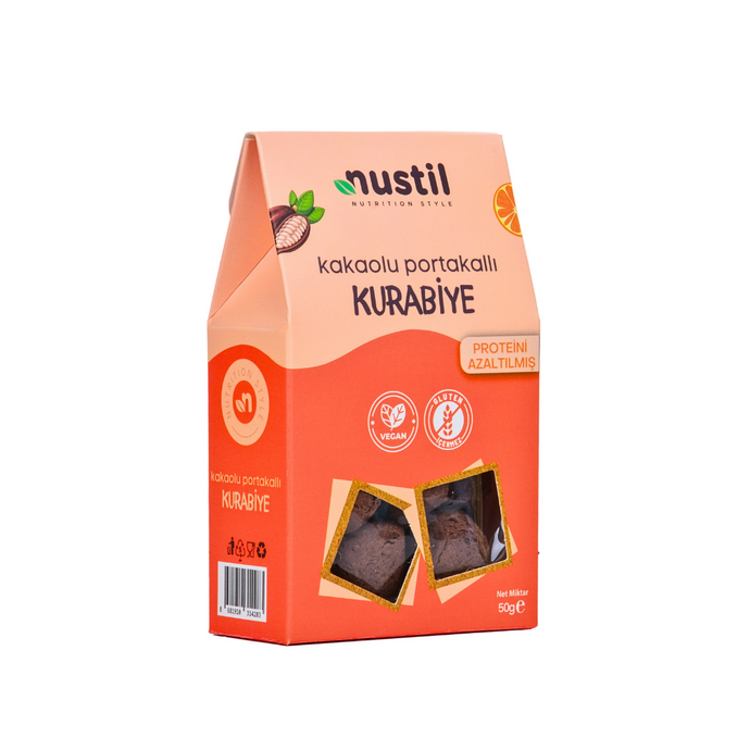 NUSTİL Proteini Azaltılmış Glutensiz Kakaolu Portakallı Kurabiye 50g