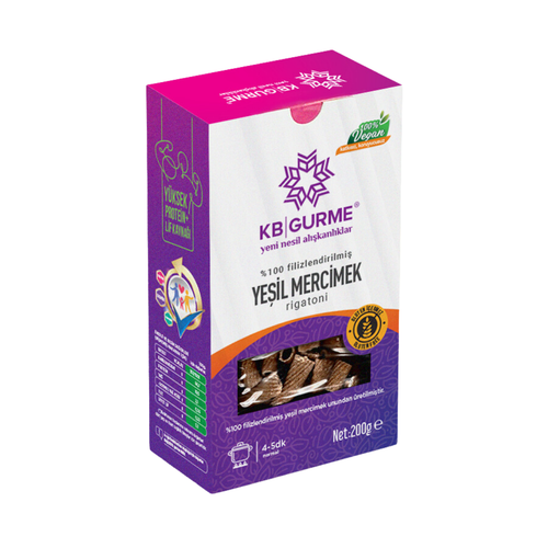 KB GURME Filizlendirilmiş Yeşil Mercimek Rigatoni 200g