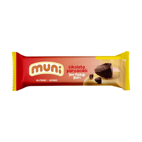 MUNİ Çikolata Parçacıklı Yer Fıstığı Barı 40g