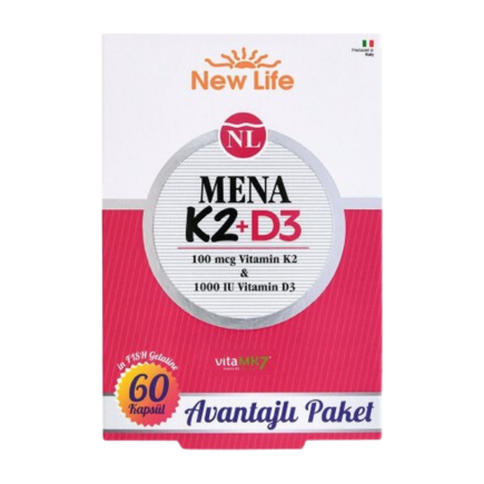 NEW LİFE Mena K2 + D3 60 Kapsül 