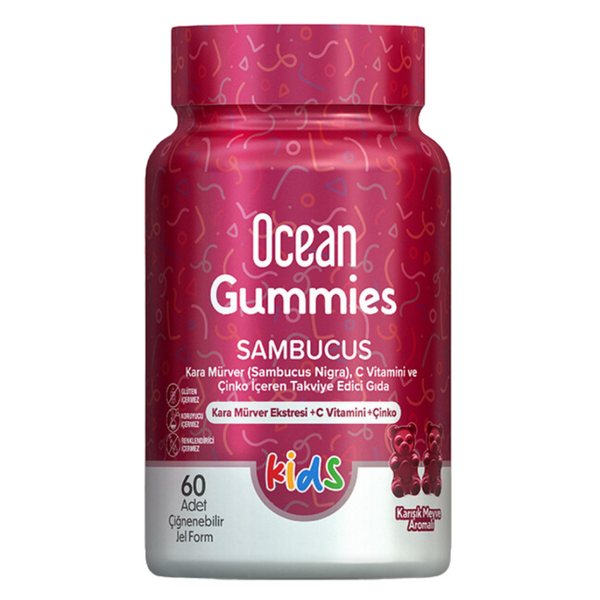 ORZAX Ocean Smart Gummies Sambucus Takviye Edici Gıda 60 Adet