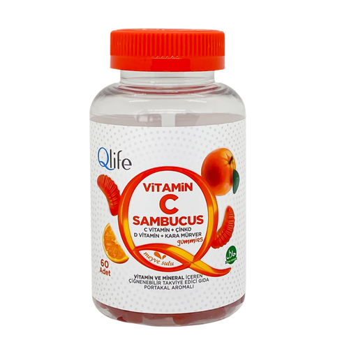 Qlife Vitamin C, Sambucus, Çinko, D Vitamini Gummies 60 adet
