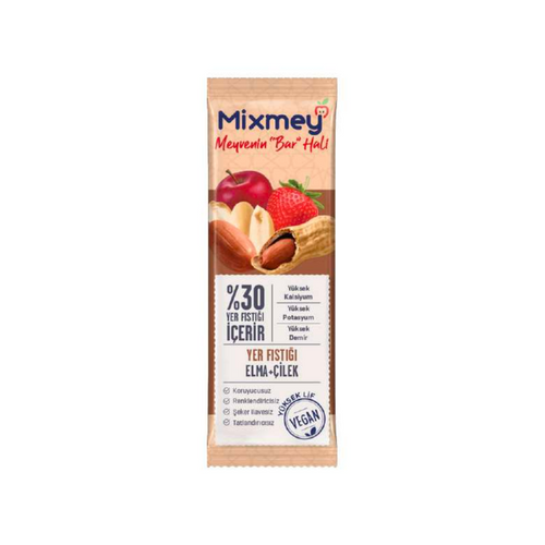 MİXMEY Çilek+Elma Yer Fıstıklı Meyve Bar 200g
