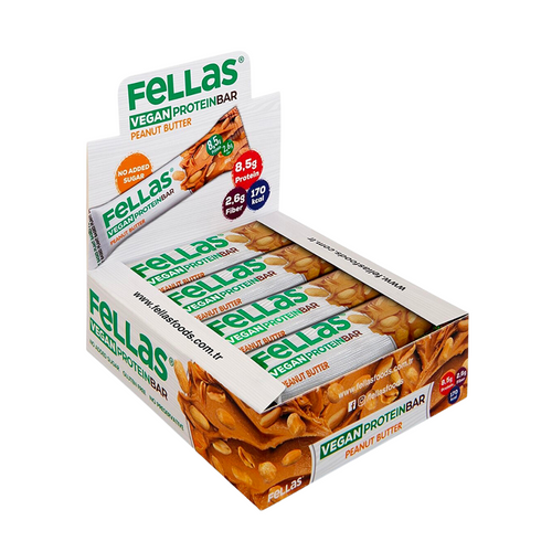 FELLAS Vegan Protein Bar Yer Fıstığı Ezmeli 40g (12 Adet)