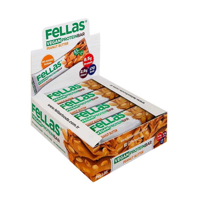 FELLAS Vegan Protein Bar Yer Fıstığı ve Kakaolu 40g (12 Adet)