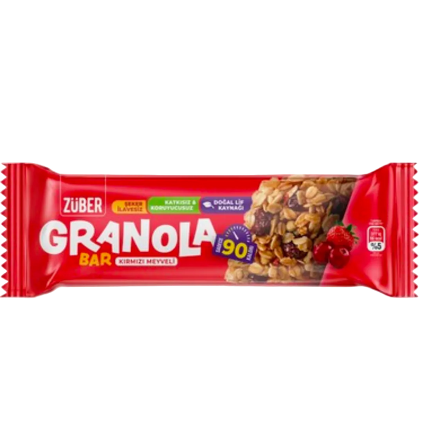 ZÜBER Granola Bar Kırmızı Meyve 25g