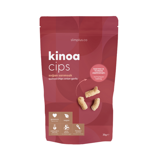 SLİMPLUS Glutensiz Vegan Yağsız Soğan Sarımsak Kinoa Cipsi 35g