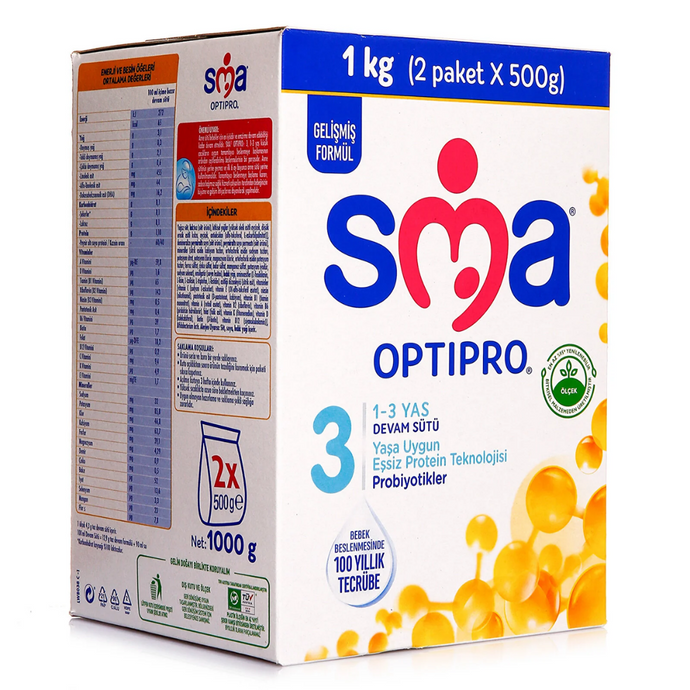 SMA Optipro Probiyotik 3 Bebek Sütü 1KG (2 Paket x 500gr) (1-3 Yaş)