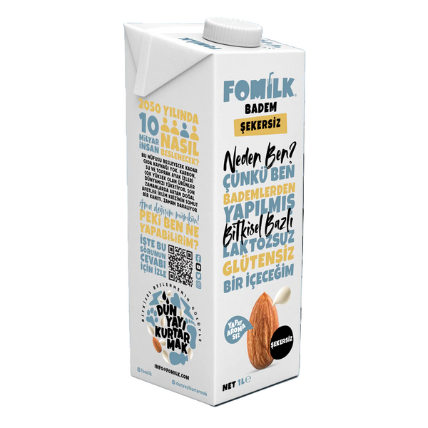 FOMİLK Bitkisel Bazlı Şekersiz Badem Sütü 1L