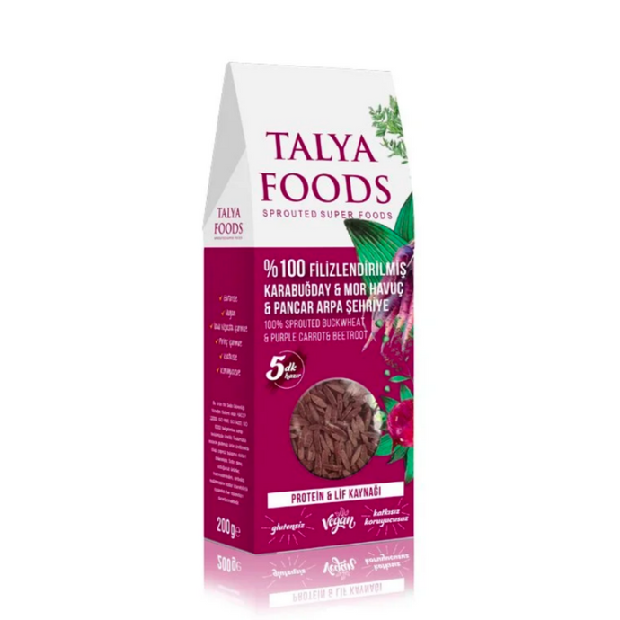 TALYA FOODS Filizlendirilmiş Çiğ Karabuğday & Mor Havuç & Pancar Arpa Şehriye 200g