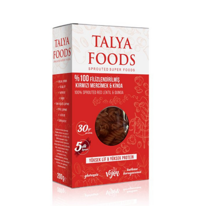 TALYA FOODS Filizlendirilmiş Kırmızı Mercimek & Kinoa Makarnası 200g