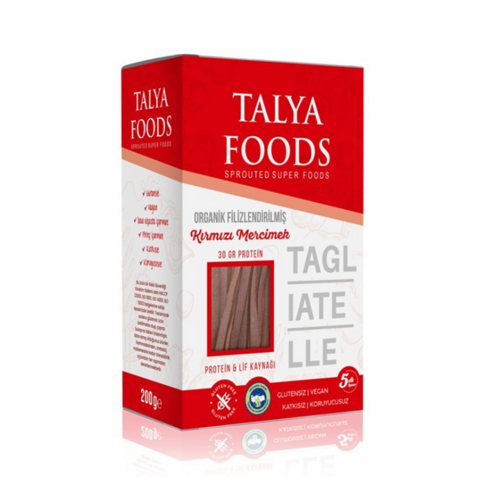 TALYA FOODS Organik Filizlendirilmiş Kırmızı Mercimek Tagliatelle 200g