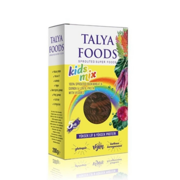 TALYA FOODS Unisex Çocuk Filizlenmiş Karışık Sebzeli Çocuk Makarnası 200g
