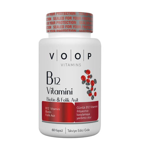 VOOP Vitamin B12, Biotin ve Folik Asit İçeren Kapsül Takviye Edici Gıda 60 Kapsül