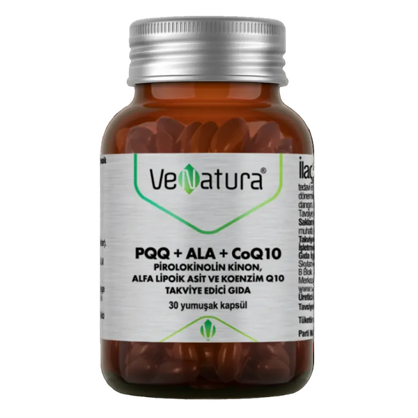 VENATURA PQQ+ALA+CoQ10 Pirolokinolin Kinon, Alfa Lipoik Asit ve Koenzim Q10 30 Softgel