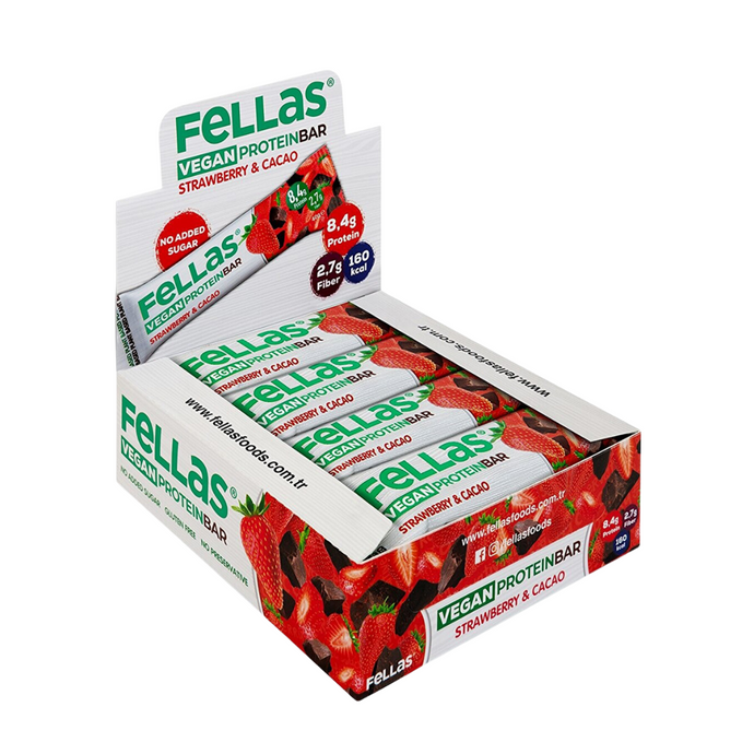 FELLAS Vegan Protein Bar Çilekli ve Kakaolu 40g (12 adet)